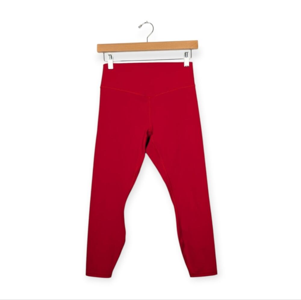 Fabletics Cropped Leggings M Red High Waisted Athletic Yoga Gym Workout